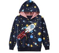 EULLA Kinder Jungen Zip Up Hoodie Sweatjacke Kapuzenjacke Weltraum Planeten Kapuzenpullover Langarm Baumwolle Pullover Hoody Sweatshirt mit Reißverschluss 8# Dunkelblau Weltraum Planeten DE 122