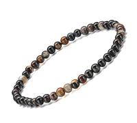 EUMENIDES Damen Stein Fußkettchen，Tigerauge Fußkettchen, Turmalin, Obsidian Fußkettchen,Achat Fußkettchen, 9,45 Zoll，6 MM/4 MM, (Schwarz gestreifte Stein Fußkettchen，4MM)