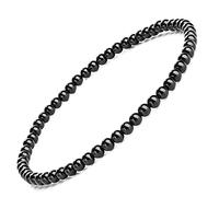 EUMENIDES Damen Stein Fußkettchen，Tigerauge Fußkettchen, Turmalin, Obsidian Fußkettchen,Achat Fußkettchen, 9,45 Zoll，6 MM/4 MM, (Obsidian Fußkettchen,4MM)