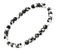 EUMENIDES Damen Stein Fußkettchen，Tigerauge Fußkettchen, Turmalin, Obsidian Fußkettchen,Achat Fußkettchen, 9,45 Zoll，6 MM/4 MM, (Zebra-Muster Fußkettchen，4MM)