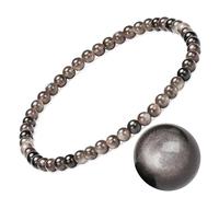 EUMENIDES Damen Stein Fußkettchen，Tigerauge Fußkettchen, Turmalin, Obsidian Fußkettchen,Achat Fußkettchen, 9,45 Zoll，6 MM/4 MM, (Silberner-Obsidian-Fußkettchen，4MM)