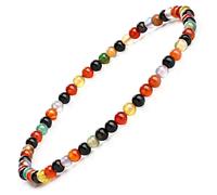 EUMENIDES Damen Stein Fußkettchen，Tigerauge Fußkettchen, Turmalin, Obsidian Fußkettchen,Achat Fußkettchen, 9,45 Zoll，6 MM/4 MM, (Farbiges Achat-Fußkettchen，6MM)