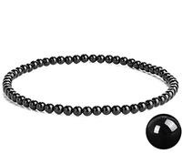 EUMENIDES Damen Stein Fußkettchen，Tigerauge Fußkettchen, Turmalin, Obsidian Fußkettchen,Achat Fußkettchen, 9,45 Zoll，6 MM/4 MM, (schwarzer Turmalinstein Fußkettchen，4MM)