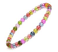 EUMENIDES Damen Stein Fußkettchen，Tigerauge Fußkettchen, Turmalin, Obsidian Fußkettchen,Achat Fußkettchen, 9,45 Zoll，6 MM/4 MM, (Buntes Kristallstein-Fußkettchen，6MM)