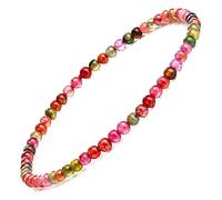 EUMENIDES Damen Stein Fußkettchen，Tigerauge Fußkettchen, Turmalin, Obsidian Fußkettchen,Achat Fußkettchen, 9,45 Zoll，6 MM/4 MM, (Farbiger Turmalinstein Fußkettchen，6MM)