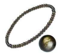 EUMENIDES Damen Stein Fußkettchen，Tigerauge Fußkettchen, Turmalin, Obsidian Fußkettchen,Achat Fußkettchen, 9,45 Zoll，6 MM/4 MM, (Gold-Obsidian-Fußkettchen，4MM)