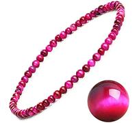 EUMENIDES Damen Stein Fußkettchen，Tigerauge Fußkettchen, Turmalin, Obsidian Fußkettchen,Achat Fußkettchen, 9,45 Zoll，6 MM/4 MM, (Rose rotes Tigerauge-Fußkettchen，6MM)