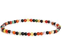 EUMENIDES Damen Stein Fußkettchen，Tigerauge Fußkettchen, Turmalin, Obsidian Fußkettchen,Achat Fußkettchen, 9,45 Zoll，6 MM/4 MM, (Farbiges Achat-Fußkettchen，4MM)