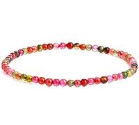 EUMENIDES Damen Stein Fußkettchen，Tigerauge Fußkettchen, Turmalin, Obsidian Fußkettchen,Achat Fußkettchen, 9,45 Zoll，6 MM/4 MM, (Farbiger Turmalinstein Fußkettchen，4MM)