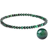 EUMENIDES Damen Stein Fußkettchen，Tigerauge Fußkettchen, Turmalin, Obsidian Fußkettchen,Achat Fußkettchen, 9,45 Zoll，6 MM/4 MM, (Grünes Tigerauge-Fußkettchen，4MM)