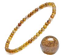 EUMENIDES Damen Stein Fußkettchen，Tigerauge Fußkettchen, Turmalin, Obsidian Fußkettchen,Achat Fußkettchen, 9,45 Zoll，6 MM/4 MM, (Braunes Drachen-Fußkettchen,6MM)