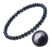 EUMENIDES Damen Stein Fußkettchen, Tigerauge, Turmalin, Obsidian, Achat, 9,45 Zoll, 6 MM/4 MM, Blauer Sandstein, Versteckter Sicherheitsverschluss, Bead-Kette, Strand