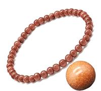 EUMENIDES Damen Stein Fußkettchen, Tigerauge, Turmalin, Obsidian, Achat, 9,45 Zoll, 6 MM/4 MM, Goldsandstein-Fußkettchen, 4MM