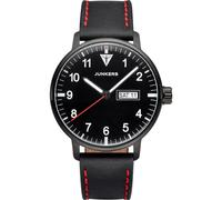 Junkers Eurasia 40mm Herrenuhr schwarz 9.59.01.01 Made in Germany K1 Sicherheitsglas Lederarmband