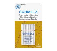 SCHMETZ Nähmaschinennadeln für Stickerei, Präzisionsnadeln, Größe 75/11, 5 Nadelkarten, 1 Stück