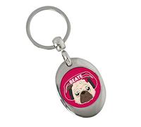 Eurofoto Schlüsselanhänger mit Namen Beate und rosa Mops-Motiv | Namens-Anhänger mit Einkaufs-Chip für Kinder und Erwachsene