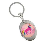 Eurofoto Schlüsselanhänger mit Namen Frida und Einhorn-Motiv | Namens-Anhänger mit Einkaufs-Chip für Kinder und Erwachsene