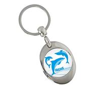 Eurofoto Schlüsselanhänger mit Namen Irene und Delfin-Motiv | Namens-Anhänger mit Einkaufs-Chip für Kinder und Erwachsene