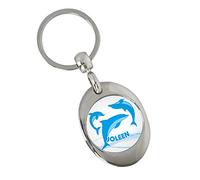 Eurofoto Schlüsselanhänger mit Namen Joleen und Delfin-Motiv | Namens-Anhänger mit Einkaufs-Chip für Kinder und Erwachsene