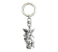 Eurofusioni Schlüsselanhänger Der Heilige Erzengel Michael - Versilbertes Metall - Statuette h 3,7 cm