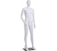 Eurohandisplay NMC-1W Mann Männliche Schaufensterpuppe FC matt weiß ohne Gesicht Arme und Kopf 360 Grad drehbar Schaufensterpuppe Female Mannequin Egghead (NMC-1W Mann)