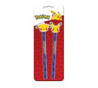 Euromic POKÉMON 2-pack pencils w/2 eraser toppers - triangular pencils unsharpened each with eraser topper packed on blistercard w/eurohole CE & 0-3 years pictogram