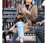 Europäischer & Amerikanischer Stil karierter Damen Windbreaker in Oversize-Passform, vielseitig einsetzbar, Petite-Größen, Britischer Stil Jacke