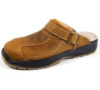 EuroRoutier Premium Leather Tucson Braun Clogs, SB E+FO+SRC-zertifizierte, Sicherheitsclogs (43)