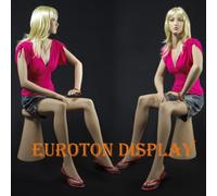 Eurotondisplay Euroton NEU sitzende Schaufensterpuppe J-8 Female Mannequin Figur weibliche Schaufensterpuppen Hautfarbe mit Hocker
