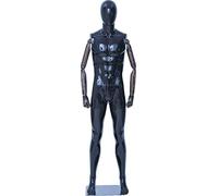 Eurotondisplay schöne abstrakte schwarz lackierte Schaufensterpuppe HX-M11-HMJ schwarz in Glanz bewegliche Arme und Hände aus Holz, Standplatte aus Edelstahl
