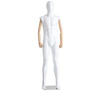 Eurotondisplay HX-M11-6M schöne abstrakte weiß lackierte Schaufensterpuppe in matt bewegliche Arme und Hände aus Holz, Standplatte aus Edelstahl