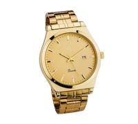 EUROtops Armbanduhr „Horus“ für Herren und Damen, goldene Uhr aus Edelstahl mit Datumsanzeige, analoges Quarz-Uhrwerk, klassisches Design