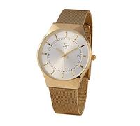 EUROtops Milanaise-Armbanduhr Gold, Quarzuhrwerk, Mit Datumsanzeige, Analog, goldfarbendes Metallarmband, Stilvolle Optik, Dünnes Gehäuse