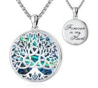 Eusense Baum des Lebens Medaillon Anhänger Medaillon Halskette 925 Sterling Silber Openable Medaillon für Bilder Foto Kette Schmuck Geschenk für Frauen Mädchen