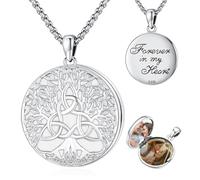 Eusense Baum des Lebens Medaillon Anhänger Medaillon Halskette Openable Medaillon für Bilder Foto 925 Sterling Silber Schmuck Geschenk für Frauen Mädchen