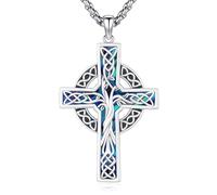 Eusense Keltisches Kreuz Anhänger 925 Sterling Silber Lebensbaum Lette Keltische Halskette Amulett Irischer Schmuck Geschenk für Weihnachten, Geburtstag, Jahrestag Valentinstag