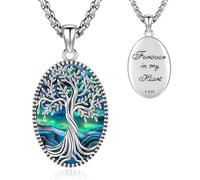Eusense Medaillon Halskette 925 Sterling Silber Baum des Lebens Medaillon Anhänger Openable Medaillon für Bilder Foto Kette Schmuck Geschenk für Frauen Mädchen