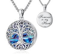 Eusense Medaillon Halskette Baum des Lebens 925 Sterling Silber Medaillon Anhänger öffenbare Medaillon für Bilder Foto Kette Schmuck Geschenk für Frauen Mädchen
