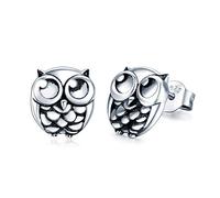 Eusense Ohrringe Eule Bolzen Vintage Sterling Silber Niedlichen Tier Ohrring Schmuck für Mädchen Damen