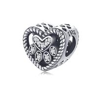 Eusense Pfote Charm, Hund Charms Bead Passen für Pandora Europäisch Armband Kette