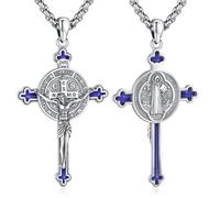 Eusense Saint Benedict Kruzifix Anhänger St. Benedikt Medaille Saint Halskette Kruzifix Jesus Kreuz Anhänger Schutz christlichen katholischen Schutzpatron Anhänger religiösen Schmuck für Männer Frauen