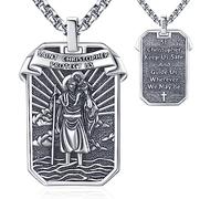 Eusense Saint Christopher Halskette für Männer St. Christopher Anhänger 925 Sterling Silber Katholischen Religiösen Schmuck Schutz Amulett für Männer Frauen