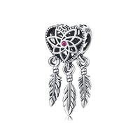 Eusense Traumfänger Charm passen Pandora 925 Sterling Silber Feder Bead Charm für Armband Kette