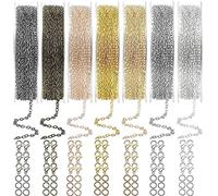 EuTengHao 28m Schmuckherstellung Ketten Link Roll Bulk, 2mm Metall Halskette Ketten mit Karabinerhaken offen Jump Rings für Schmuck machen (7 Farben)