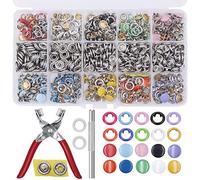 EuTengHao 804-teiliges Druckknopf-Werkzeug-Set, hohle und solide Metallknöpfe, Knöpfe mit Einstellwerkzeug für Kleidung, Handwerk, Nähen, Lederknöpfe für Jeans, Taschen (200 Sets, 10 Farben, 9,5 mm)