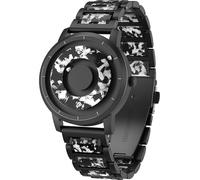 EUTOUR Magnetische Uhren für Männer 3ATM wasserdichte 40MM Camouflage Zifferblatt Quarz Magnet Uhr mit Kugellagern Edelstahl Uhrenarmband Einzigartige Männer Handgelenk Analoge Uhr Schwarz Weiß