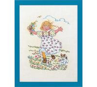 Eva Rosenstand Kreuzstich Set Mädchen mit Blumen Zählmuster