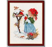 Eva Rosenstand Kreuzstich Set Mädchen mit Vogelhaus Zählmuster