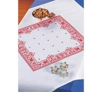 Eva Rosenstand Tischdecke Kreuzstich Set Dalar rot auf weiss Zählmuster