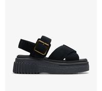 Sandale CLARKS "Evamar", Damen, Gr. 42, schwarz, Leder, Schuhe, mit Komfort-Features (97199532-42) schwarz